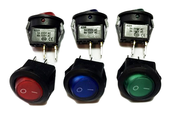 Кнопка универсальная 2 положения Круглая d=16мм Цветные + подсветка