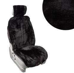 Накидка на сиденье универсальная экомех мутон + бока Черная 150*55см