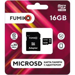 Флешка microSDHC + адаптер SD Fumiko 16Гб