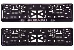 Рамка под номер Subaru Субару рельеф серебро + защелка