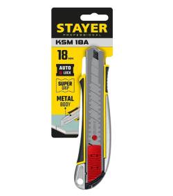 Нож Stayer с автостопом 18мм KSM-18A 09143