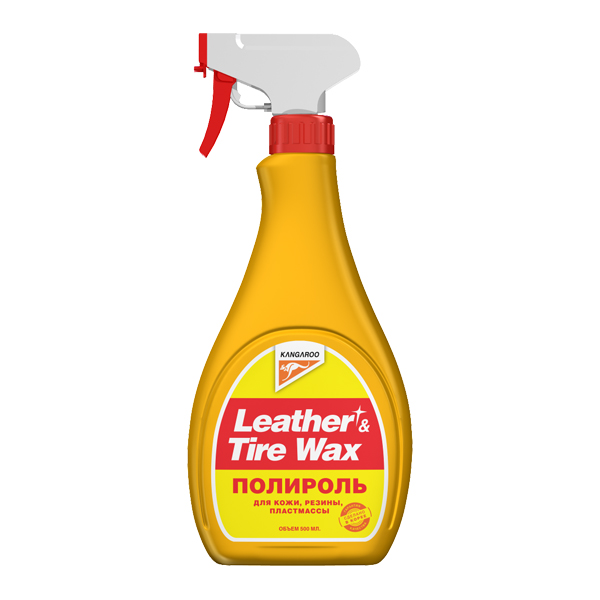 Полироль Kangaroo для кожи, резины, пластика 500 мл с салфеткой Глянцевый 330125