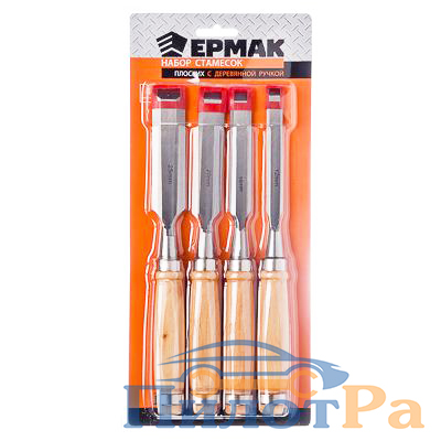 Стамеска набор 4шт с деревянной ручкой
