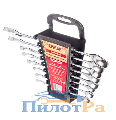 Ключи рожково-накидные Ермак 8 предметов 8-19мм Матовые 736-049