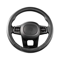 Оплетка руля комбинированная M = 38см Черная + строчка Серая 312