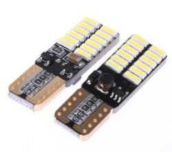Лампа 12В Т10 24SMD Белый свет 4014 +200% яркости + обманка Canbus 1шт