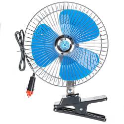 Вентилятор в салон 8" SW 12В 20см на прищепке + автоповорот 009