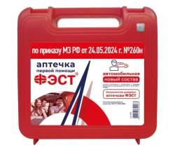 Аптечка автомобильная ФЭСТ 3735 состав от 01.09.2024 Красная