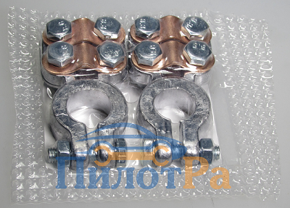 Клеммы аккумуляторные Свинец 2шт Евро 2 зажима прямой 286