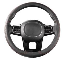 Оплетка руля комбинированная M = 38см Черная + строчка Красная 340