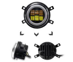 Фара противотуманная светодиодная 3SMD Линза 12/24В d=95мм металл 2 режима Белый / Желтый 2шт