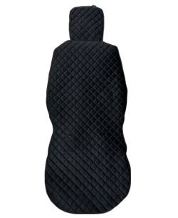 Накидка на сиденье универсальная Велюр с бортами Черная + Черная строчка