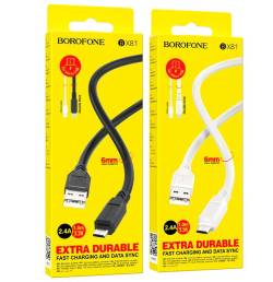Кабель micro USB Borofone BX81 1 метр в коробке 2,4А