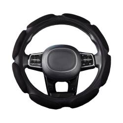 Оплетка руля комбинированная M = 38см экокожа Черная Спонж 8 подушечек 032