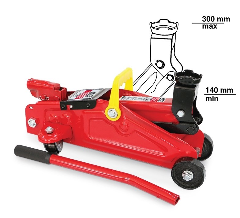 Домкрат подкатной 2т AVS в Кейсе 140-300мм