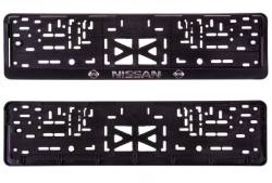 Рамка под номер Nissan рельеф серебро + защелка