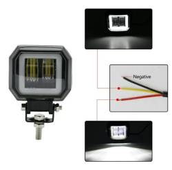 Фара светодиодная ПТФ 2SMD 12/24В Линзы + Белая оконтовка 75*80мм металл