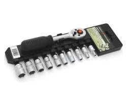 Набор головок Дело Техники 1/4 11 предметов 4-13мм + трещотка 600711
