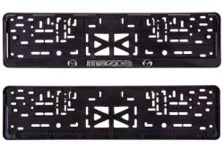 Рамка под номер Mazda Мазда рельеф серебро + защелка