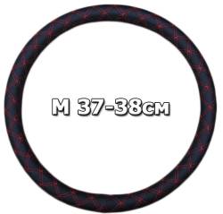 Оплетка руля комбинированная М (37-38см) "Строчка" черная с красным PL-OR-23