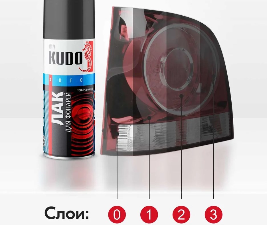 Лак для тонировки фар и фонарей Черный Kudo 520мл KU-9021