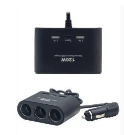 Прикуриватель 3 гнезда Ol 1653 + 2USB с проводом