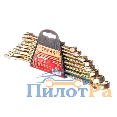 Ключи рожково-накидные Ермак 8 предметов 8-19мм Желтые 736-079