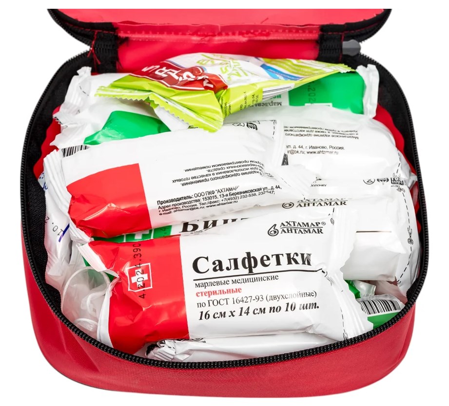 Аптечка автомобильная Салют 3740 состав от 01.09.2024 Сумка