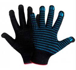 Перчатки х/б ПВХ с точкой Премиум черные