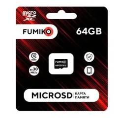 Флешка 64Гб Fumiko microSDHC накопитель 10 класс Карта памяти