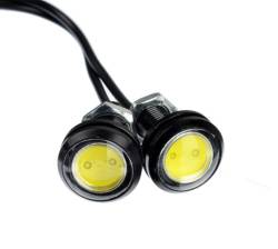 Дневные ходовые огни 23мм Соколиный глаз 6Вт Белый свет черный корпус 2шт 702-102