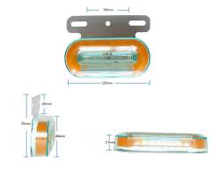Фонарь габаритный 24В Овал 24SMD Желтый + ВНИЗ Белый на металле 1шт