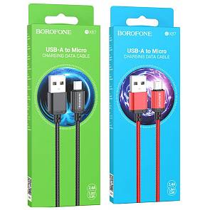 Кабель micro USB Borofone BX87 1 метр в коробке 2,4А