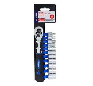 Набор головок Рокот 12 предметов + ключ трещотка 1/4 4-14мм 689-010