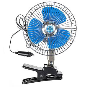 Вентилятор в салон 6" SW 12В 15см на прищепке + автоповорот 007
