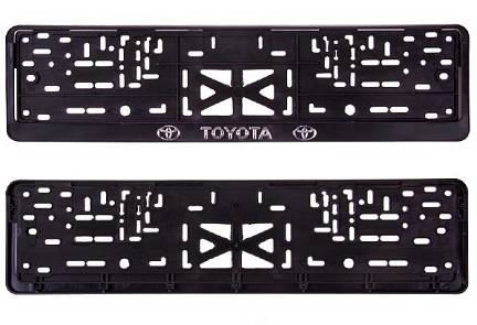 Рамка под номер Toyota Тойота рельеф серебро + защелка