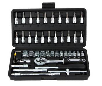 Набор инструментов 46 предметов в кейсе + вороток + трещотка 1/4