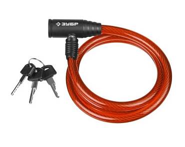 Замок тросовый Зубр 3 ключа d=10мм длина 65см 37263-65