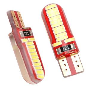 Лампа 12В Т10 диод белый 24SMD 4014 силикон + обманка Canbus 1шт