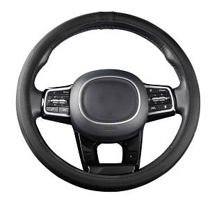 Оплетка руля комбинированная M = 38см Черная перфорация 481