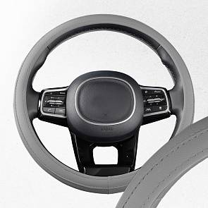 Оплетка руля комбинированная M = 38см экокожа Серая 480