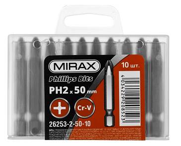 Биты Mirax PH2 50мм 10шт 26253-2-50-10