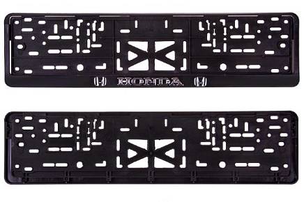 Рамка под номер Honda Хонда рельеф серебро + защелка