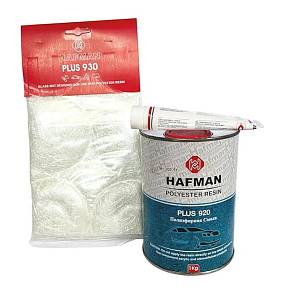 Шпатлевка ремкомплект Hafman 1кг Смола + Отвердитель + Стеклоткань