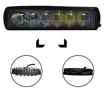 Фара противотуманная светодиодная LED ПТФ 6SMD 12/24В 155*45*40мм Линза 035