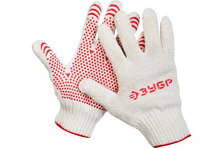 Перчатки х/б ПВХ Зубр с точкой Комфорт L-XL 11392