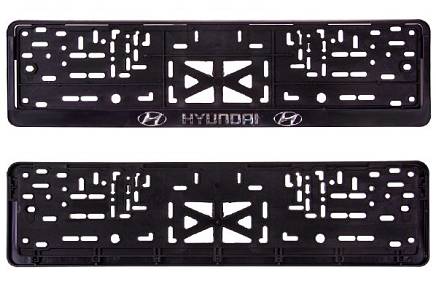 Рамка под номер Hyundai Хендай рельеф серебро + защелка